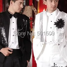 Мужская Блестки Белый/Черный смокинг костюм/События/для выступления, куртка с брюками