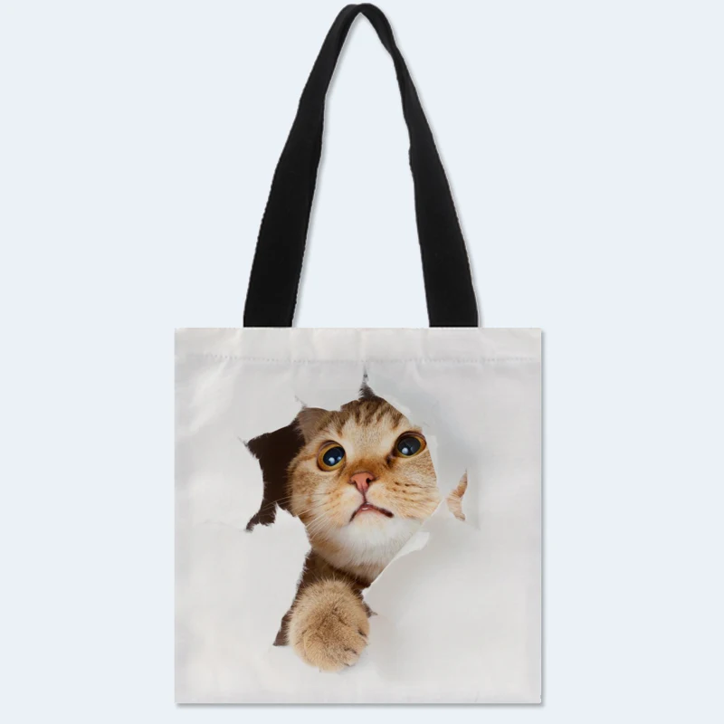 

HEARMNY Custom Cute cat Tote Bag Double-sided printed Linen Casual Canvas Tote Bag Women's Handbags