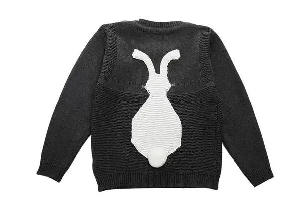Chifuna/ свитер для девочек свитер для маленьких мальчиков Детский вязаный шерстяной свитер с рисунком кролика для От 1 до 5 лет Брендовая детская верхняя одежда Детский свитер - Цвет: Темно-серый