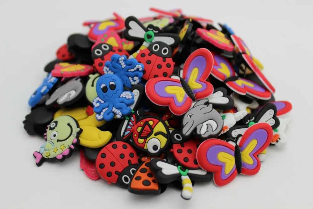 110Pcs/lot Fish,Buttterfly ,Dolphin Insect accessories pvc shoe