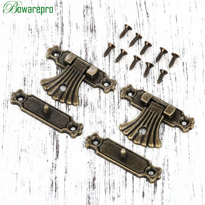Antique Bronze Hasps Jewelry Wooden Box Case Toggle Hasp Latch Vintage Hardware Furniture Accessories + Screws 37*27mm*2
