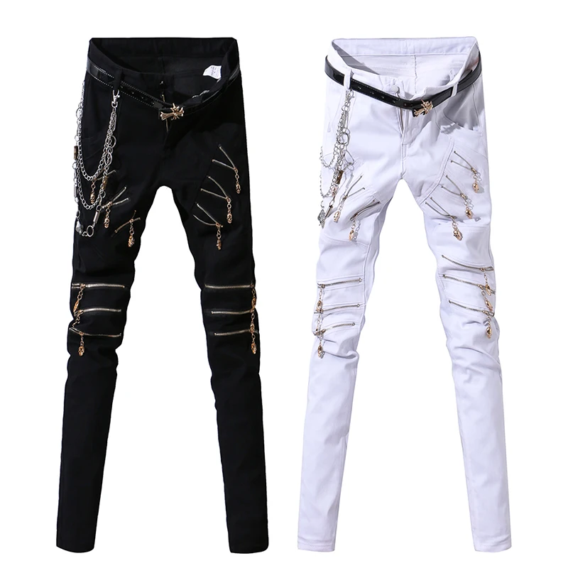ripped jeans with chains on them