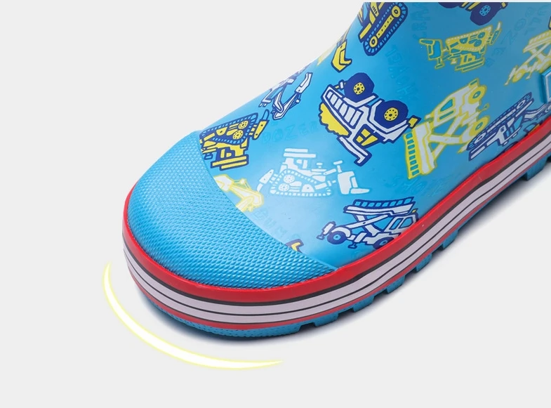 Модная новая детская непромокаемая обувь из натурального каучука для мальчиков, дождевые сапоги, обувь с рисунками, противоскользящая обувь на входе