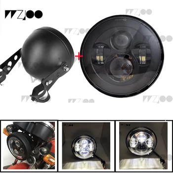 

7 Inch 40W DOT SAE E9 Motorcycle Headlamp with angle eye Led Headlight 7inch housing bucket trim ring.