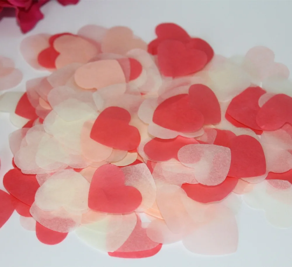 

2500 Handmade Coral Pale Peach Heart ECO confetti wedding table scatter decoration Biodegradable