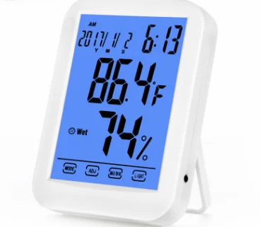 

New Household Office Touch Screen Electronic Temperature Hygrometer Luminous Clock Bath Digital Thermometer Humidity MeterL212