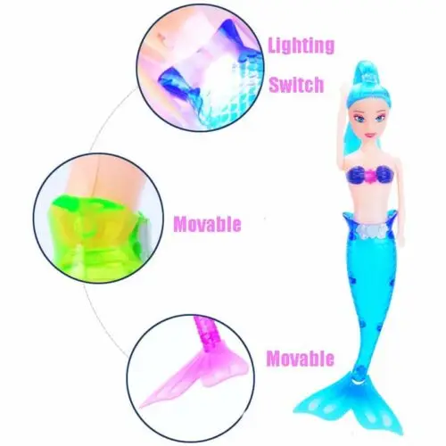 Цвет случайный водостойкий светодиодный свет плавательный Русалка Кукла Малыш девочки игрушка ванна бассейн Горячая Высокое качество