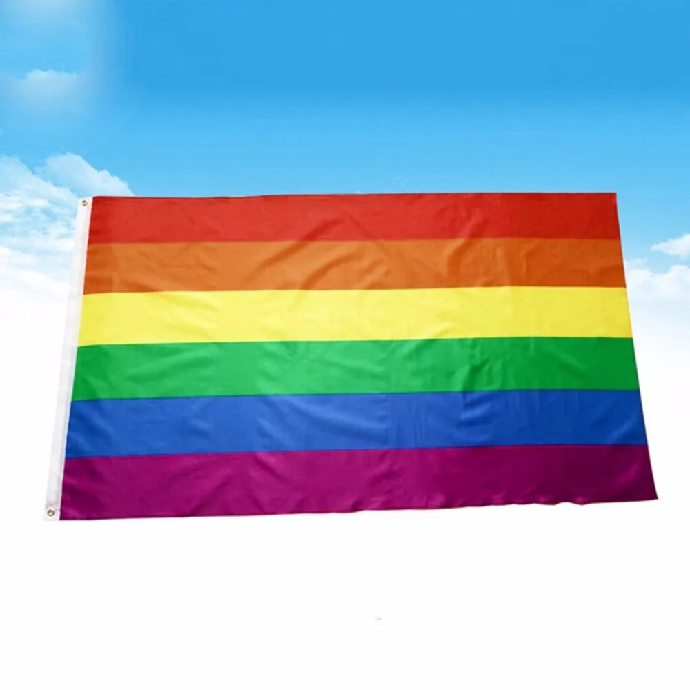 150x90CM Colorful Rainbow Flag Lightweight Polyester Gay Parade Rainbow Pea...