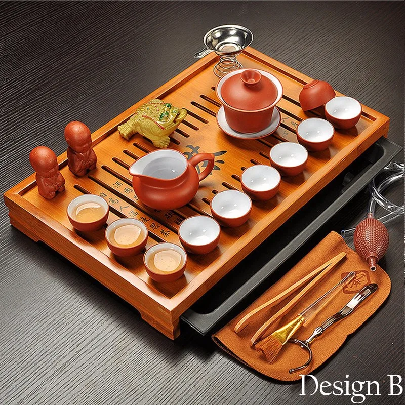 Jingdezhen-Purple-Clay-Kung-Fu-Tea-Set-Drinkware-Tea-Cup-Tureen-Infuser-Chinese-Tea-Ceremony-with.jpg Jingdezhen Lila Agyag Kung Fu Tea Szett Italcsere Csésze, Tureen Infuser, Kínai Szertartás Gaiwan -Val, Chahai Teaasztal - Image 4