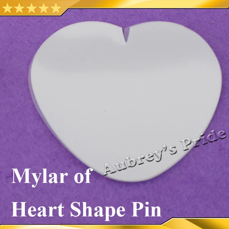 

100Pcs Mylar Heart Shape 57x52mm Blank Pin Back Metal Button Supply Materials for All Steel Badge Button Maker Holder