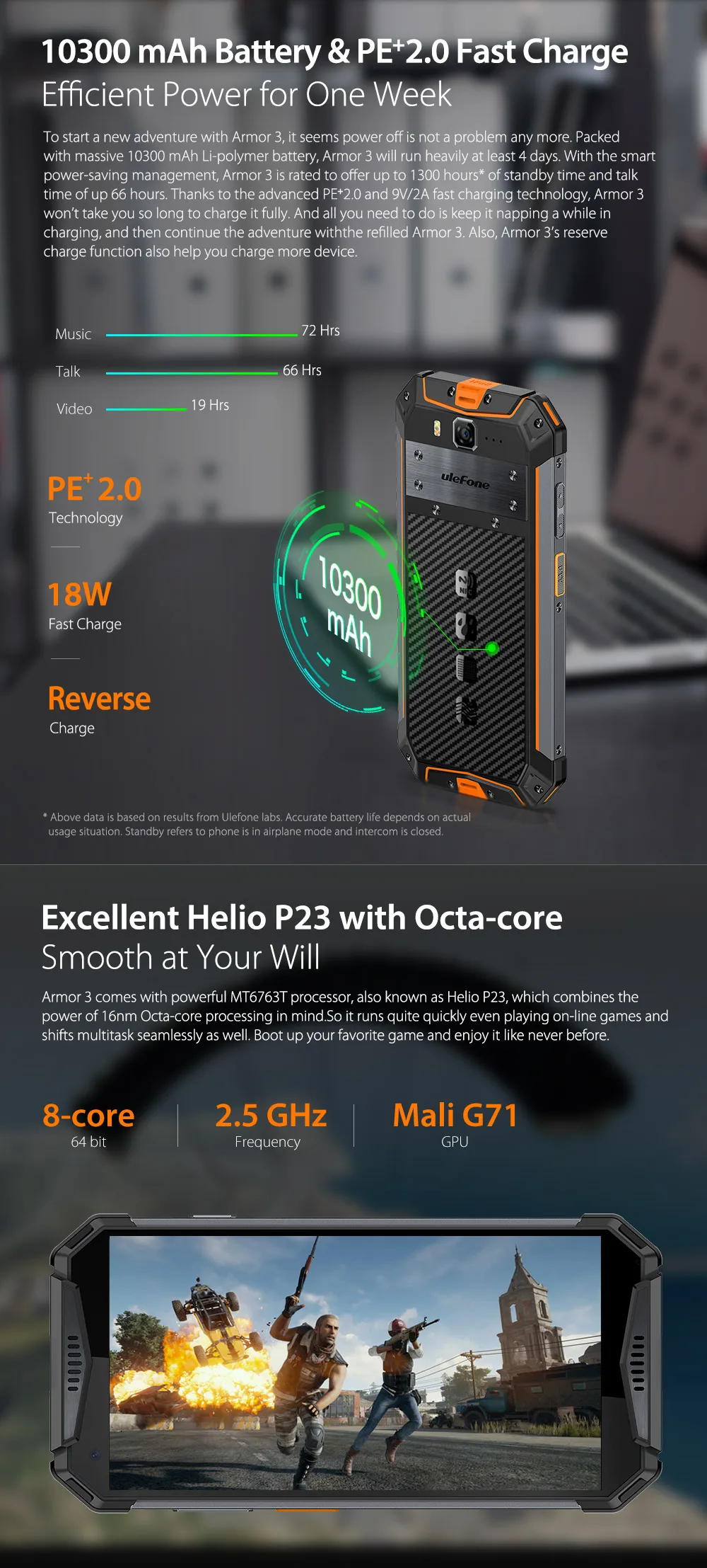 Sale Ulefone Armor 3 IP68 Waterproof Mobile Phone 5.7" Helio P23 Octa Core 4GB+64GB Android 8.1 Camera 21.0MP 10030mAh NFC Smartphone 4