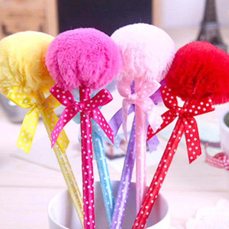 

Fluffy Pen School Office Fluffy Balls Plush Ballpoint Pen New Creative Stationery Student Prizes Office & School Supplies