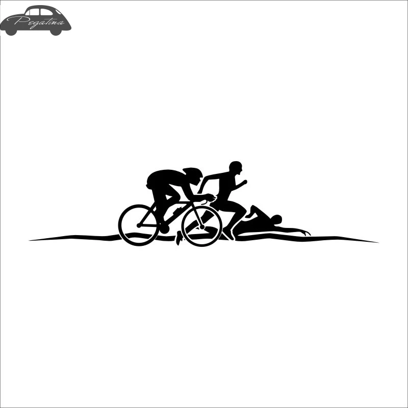 Pegatina Triathlon Sticker Swimming Run Bike Cycling Car Decal Posters Vinyl Wall Decor Mural Sticker