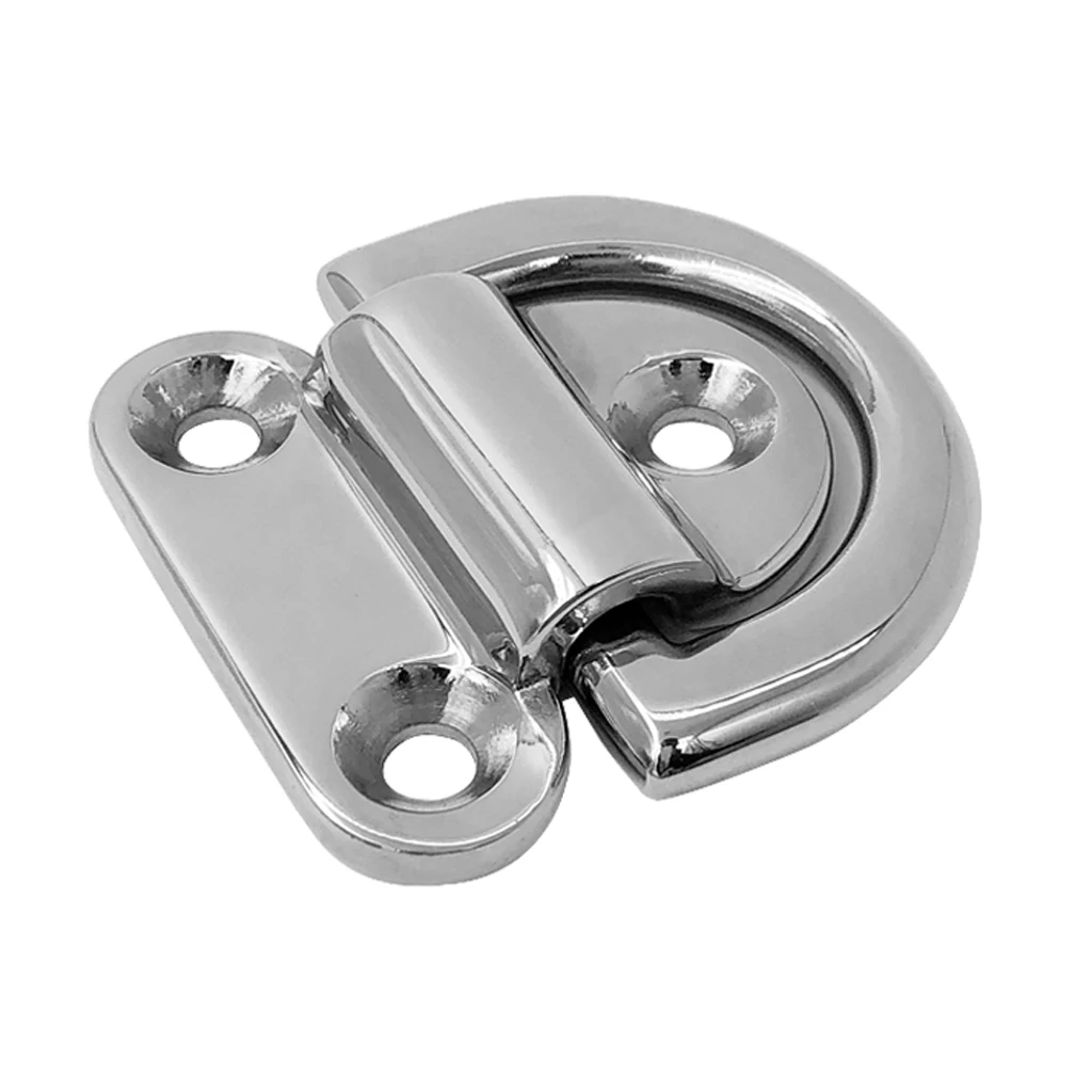 316 stainless steel D ring/ 6mm Folding Pad Eye Deck Lashing Ring Staple Cleat for Trailer Marine Boat