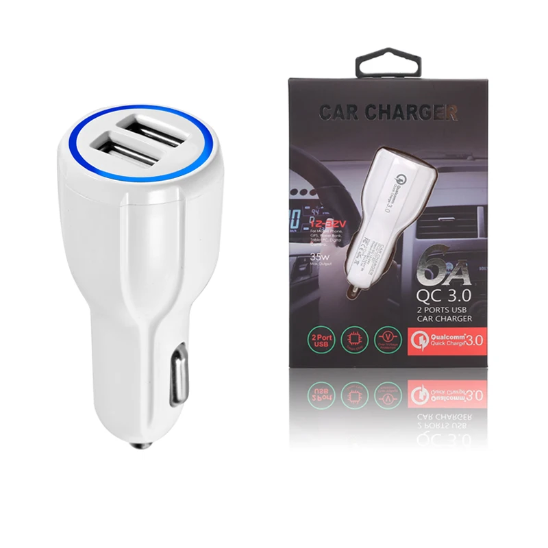 QC 3,0 USB быстрое Зарядное устройство с двумя портами USB QC3.0 5 V 3A быстрый адаптер зарядного устройства для автомобиля для Iphone XS Max samsung S10 S10 плюс