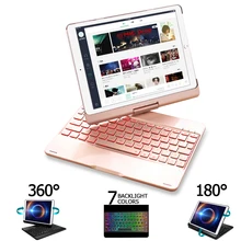 Чехол для iPad Air 2 Air 3 Air 1, чехол-клавиатура, 7 цветов, с подсветкой, вращение на 360, Bluetooth, чехол-клавиатура для iPad Air 3 10,5