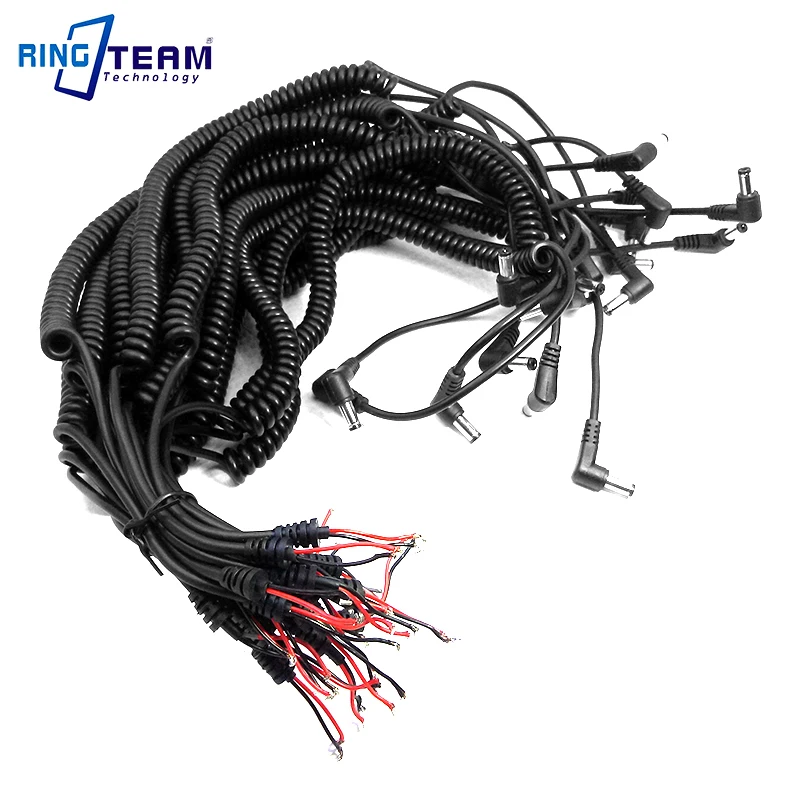 Спиральный кабель питания 5,5x2,1 мм Мужской наконечник угловой разъем постоянного тока для AC-PW20 NP-FZ100 DR-E6 DR-400 DMW-DCC3 соединитель постоянного тока