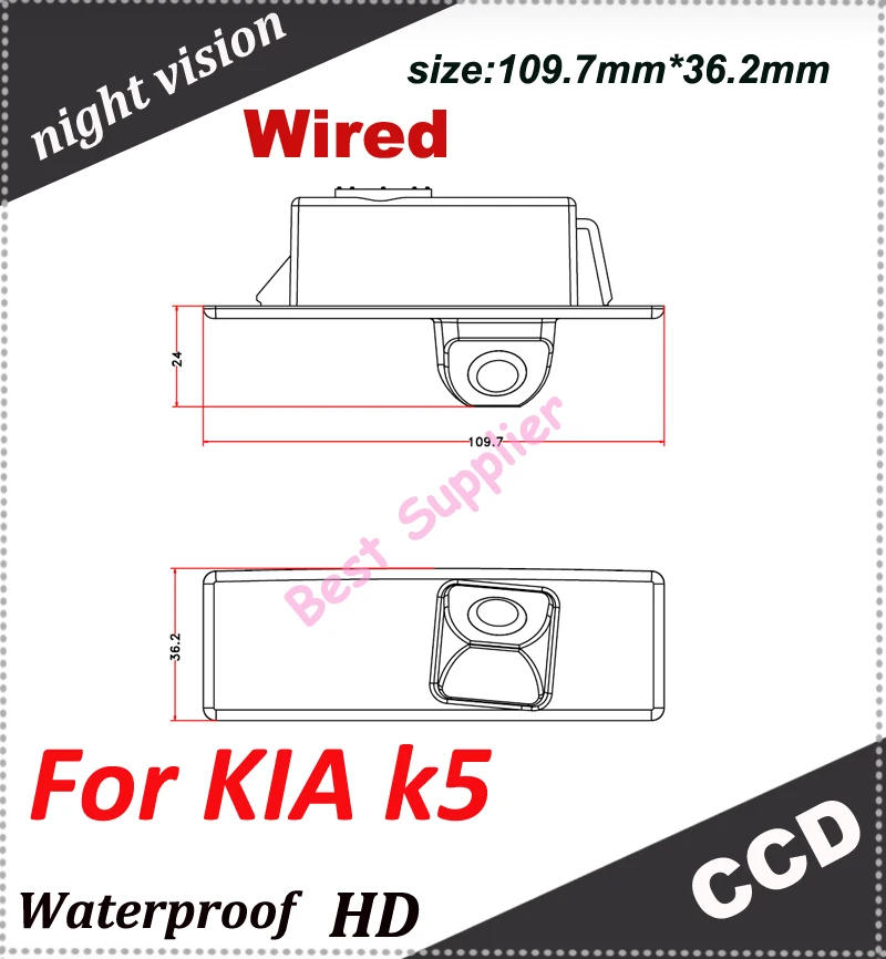 

Wire rearview reverse camera for KIA k5 Pixels:728*582 Camera CCD 1/3" car parking camera Backup night vision waterproof