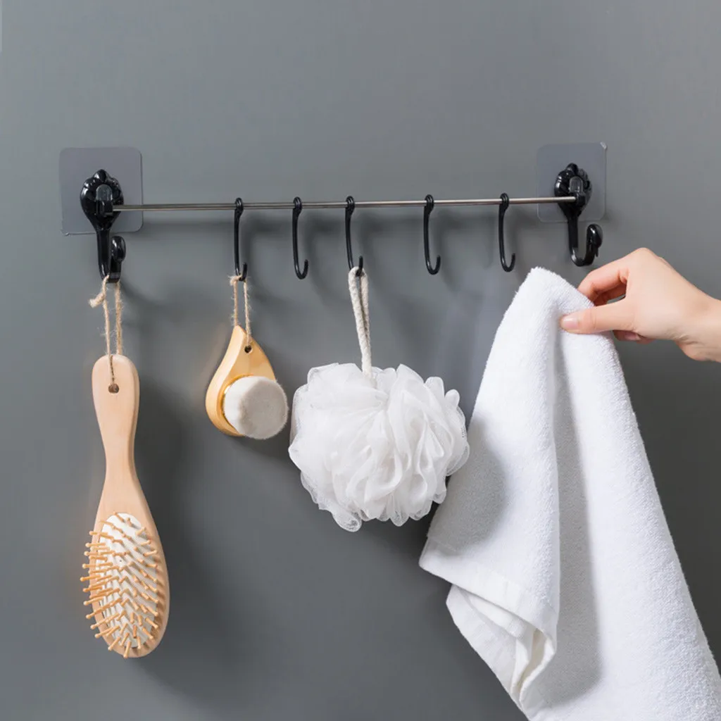

Multi-purpose Bathroom Sucker Sundries Hook Kitchen Utensils Holder Ceiling Wall Cabinet Hanging Hooks Rod Storage Organizer
