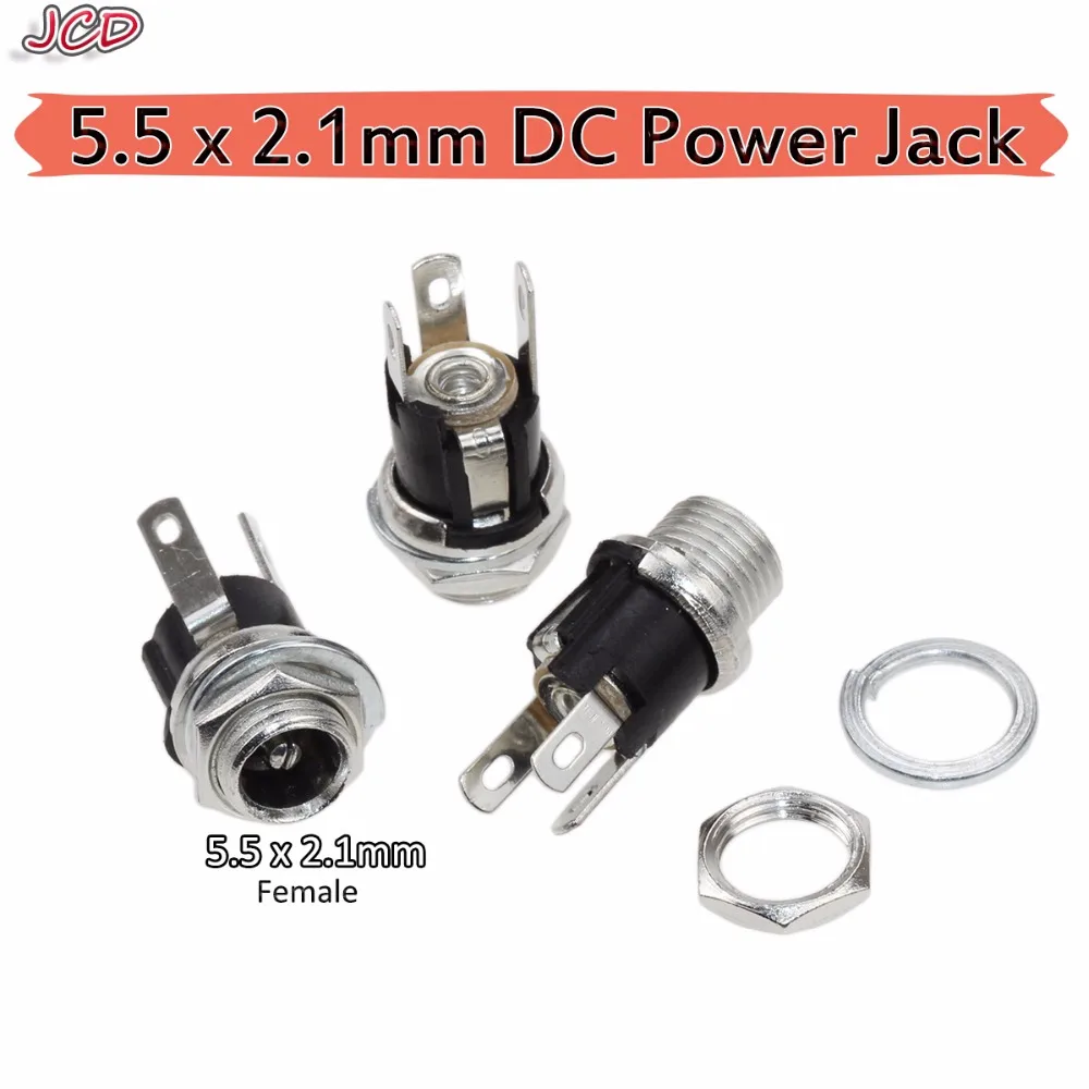 

JCD DC 2.5MM 5.5*2.1 5.5 x 2.1 mm DC Socket With Nut 5.5*2.1mm DC Power Jack Socket Female Panel Mount Connector