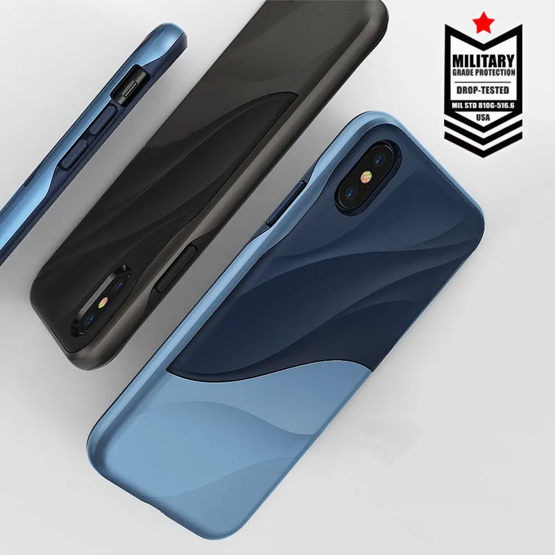 

Luxury 3D Water Wave Armor Phone Case For iPhone X 7 8 Plus Shockproof PC TPU Dual Layer Design Case Cover for iphone 6 6S 7Plus