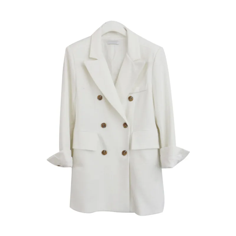 2019 New Korean Edition Spring Casual Temperament Suit Korean Version Doubles Buckle White Suit Tide Women Jackets and Coats 2019 New Korean Edition Spring Casual Temperament Suit Korean Version Doubles Buckle White Suit Tide Women Jackets and Coats