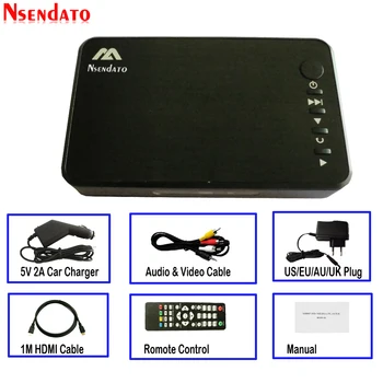 

Mini Full HD Media multimedia Player Autoplay USB External HDD Media Player With Car Charger HDMI VGA AV FOR SD U Disk MKV RMVB