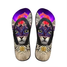 Hot Designer été femmes sandales masque chat impression plage Flip Flops pantoufles pour femmes résistant à l’usure dames chaussures Sapato Feminino