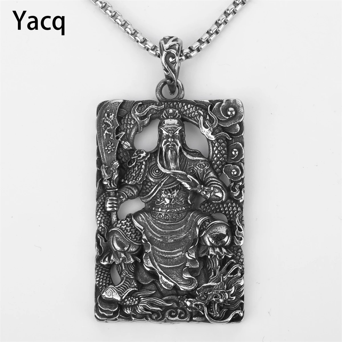 Yacq Guan Yu колье из нержавеющей стали для мужчин и женщин подвеска цепочка ювелирное