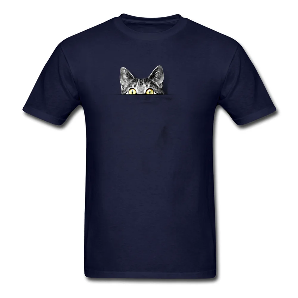 Funny Discount Printing Top T-shirts Round Neck 100% Cotton Fabric Short Sleeve Tops T Shirt for Men Tops Tees NEW YEAR DAY Ive got a cat in my pocket navy