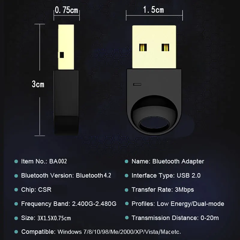 Wireless USB Bluetooth Adapter für Computer Wireless Headset Bluetooth Lautsprecher CSR 4,2 Freies fahrer Bluetooth Dongle/Empfänger