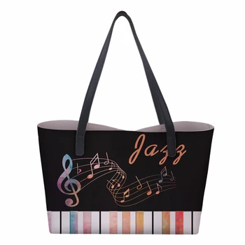 

Customized 3d Music Note PU Leather Tote Bag,New Leisure Large Top-handle Bags Lady Casual Crossbody Shoulder Women Handbag