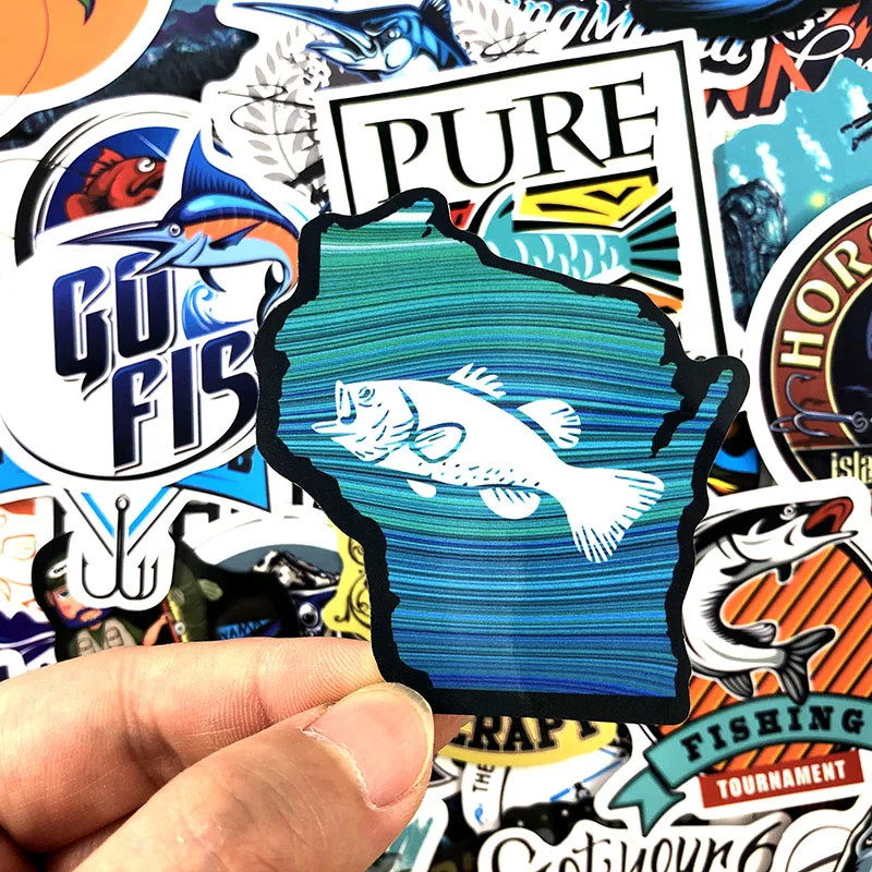 50 Pcs/pack Funny Fisherman Go Fishing Stickers For Refrigerator Suitcase Laptop Motorcycle Skateboard Creative Album Sticker