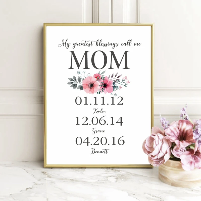 My Greatest Blessings Call Me Mommy Mothers Day Gift for Mom Black Frame Available You Choose Colors 