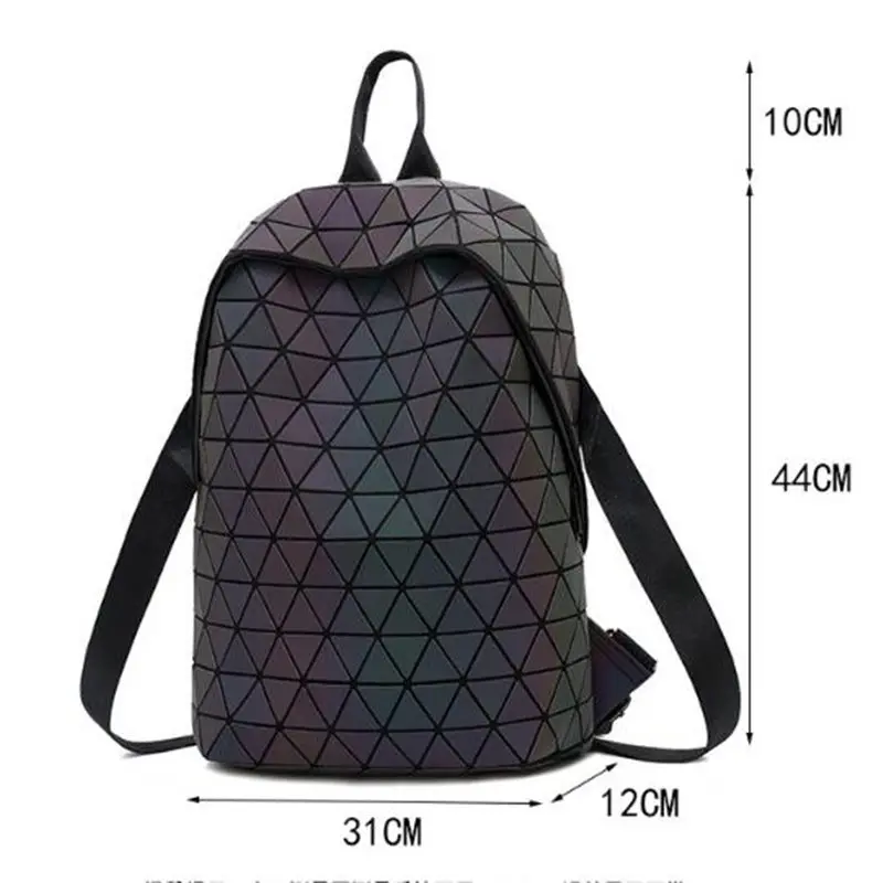 Модный женский рюкзак геометрический Светящийся рюкзак дорожные сумки для девочек Школьный рюкзак голографические рюкзаки на молнии