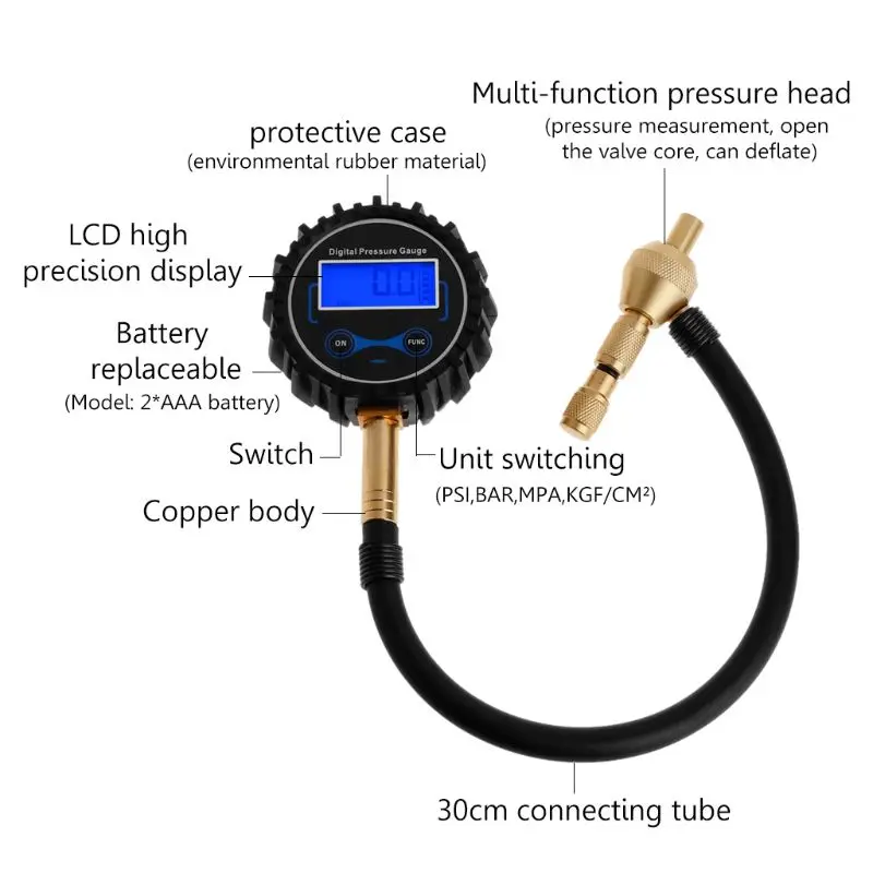 2 in 1 professional special chuck digital fast tire air compressor pressure gauge 4WD 4X4 off-road vehicle