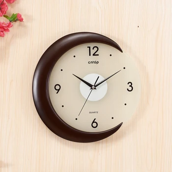 

Brief Art Pastoral Wood Wall Clock Living Room Exquisite Fashion Moon Crescent Home Wall Clock Horloge Murale Art Clock 50w297