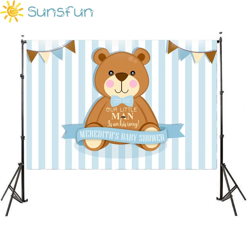 Sunsfun 5x3ft наш маленький человек детский душ Медведь Вечерние фон вертикальные полосы новорожденных виниловый баннер 150 см x 90 см