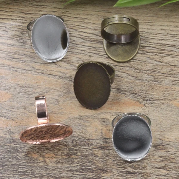 

100pcs Cabochon 13*18mm OVAL Lace Pad ring blank Cameo Tray,Bronze/Gold/Silver Ring setting,Handmade DIY Zakka jewelry Finding