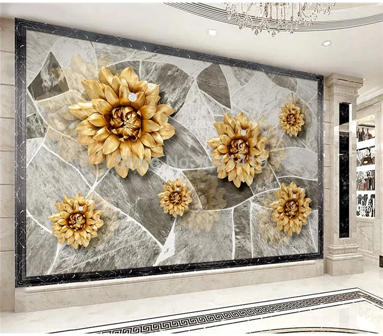 3D мраморная текстура цветы Настенная Бумага Европейский стиль Роскошные гостиная домашний декор настенная бумага самоклеющиеся