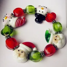 Изготовленные на заказ стеклянные рождественские статуэтки Санта-Клауса, украшения, аксессуары для нового года, вечерние, креативные женские подарочные браслеты и ювелирные изделия