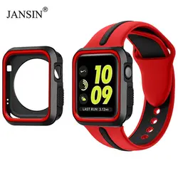 JANSIN красочные силиконовые спортивный ремешок с защитный чехол для apple watch 38 мм 42 серии 3 2 1 браслет