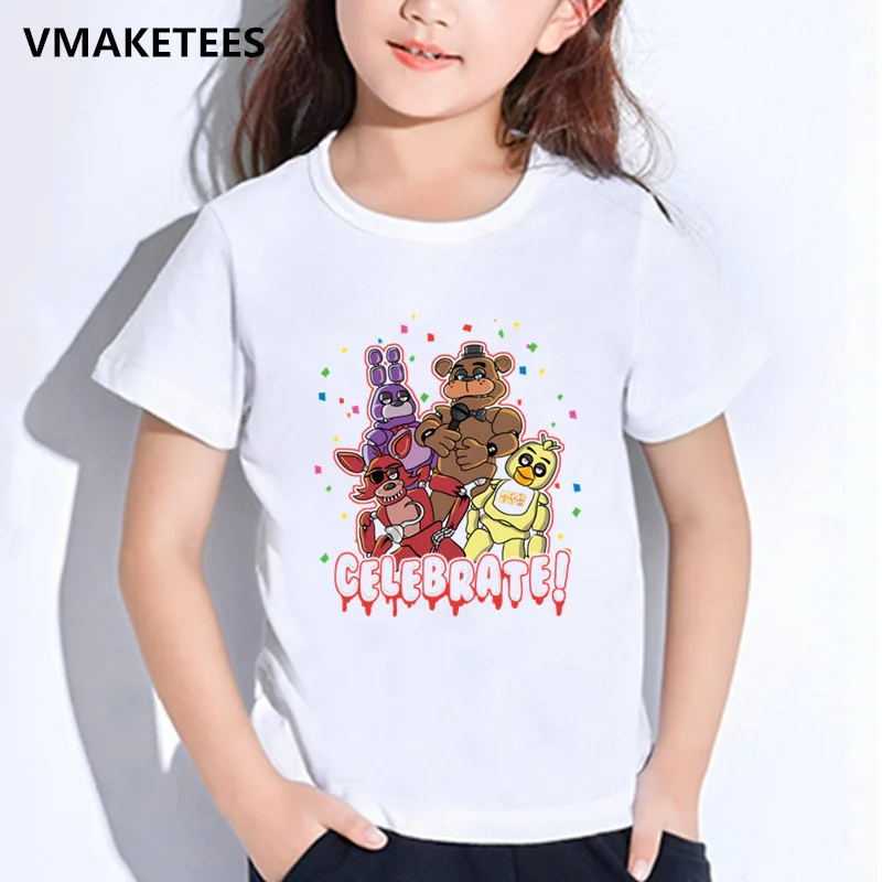 Детские летние футболки для мальчиков и девочек детская футболка с принтом «пять ночей с Фредди» забавная одежда для малышей с принтом «5 Фредди» HKP2408 - Цвет: HKP2408D
