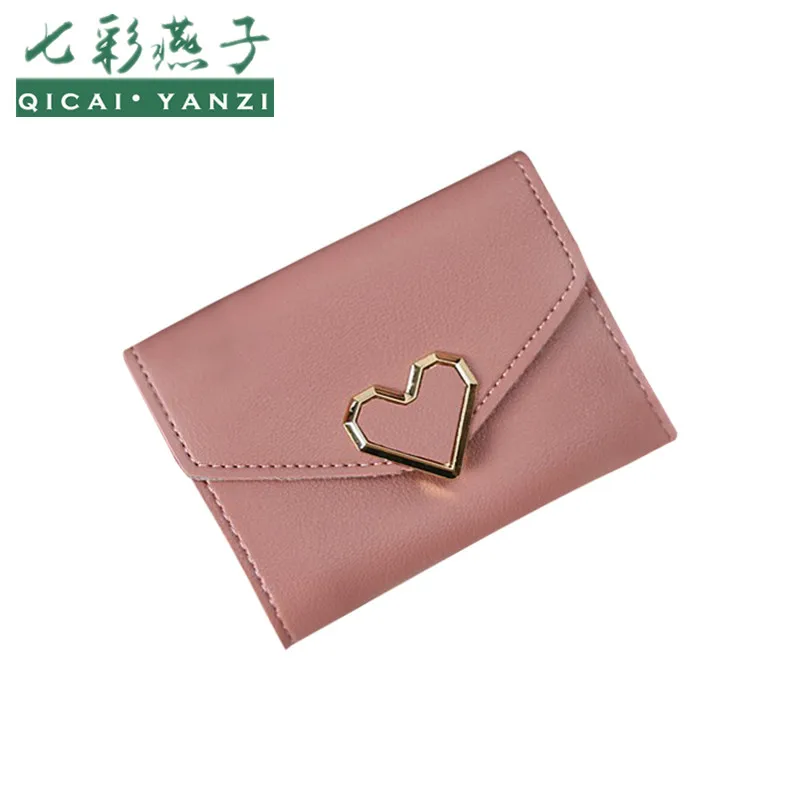QICAI.YANZI Women Leather Mini Walelt Love Billete...