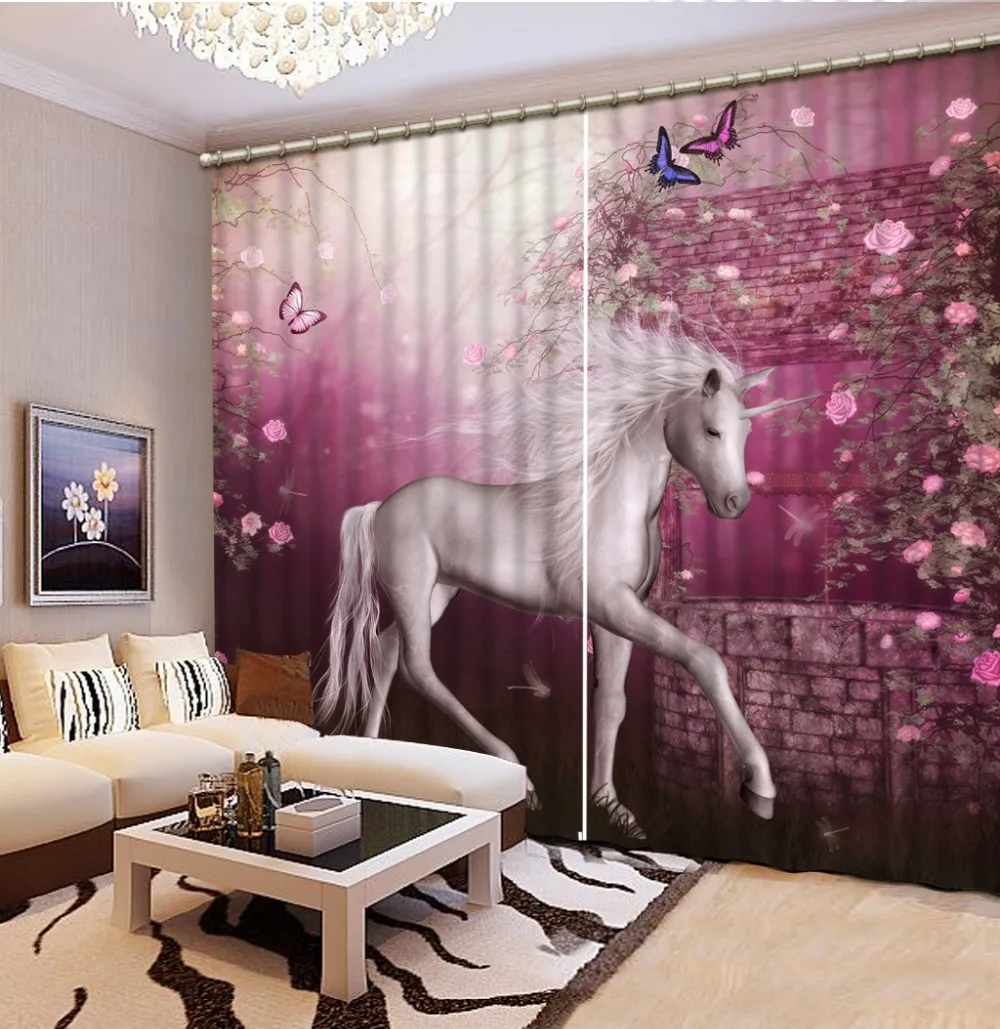 

Fashion 3d curtains Dream pink scenery 3D Window Curtains For Bedding room Home Decoration
