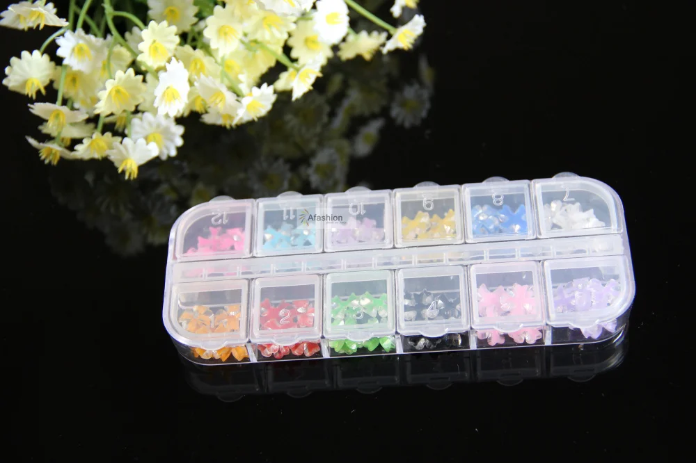 

60pcs 12 color nail art flowers sticker diy 3d nails manicure decoration beads drill tips jewelry studs wheels free shipping
