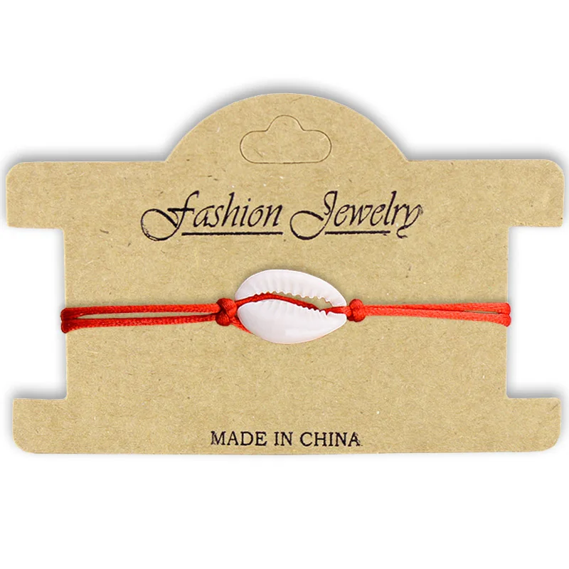 

SWEBLE Love Nature Shell Charm Bracelet Kraft Paper Wish Card Gift Handmade Red String Bracelets for Women Men Kids Jewelry