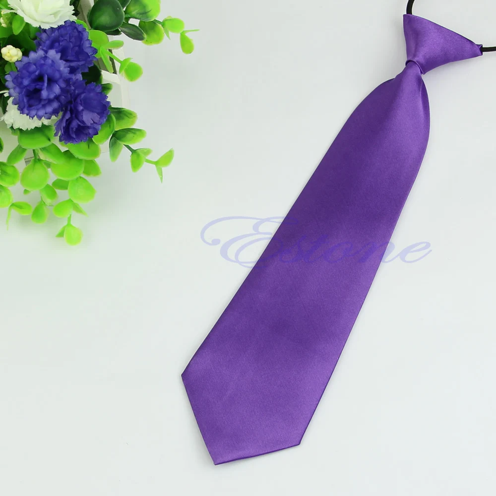 KLV/Мода для мальчиков-школьников Для детей свадебные платья для маленьких девочек Однотонные Цвет эластичный галстук-бабочка высокое качество - Цвет: Фиолетовый