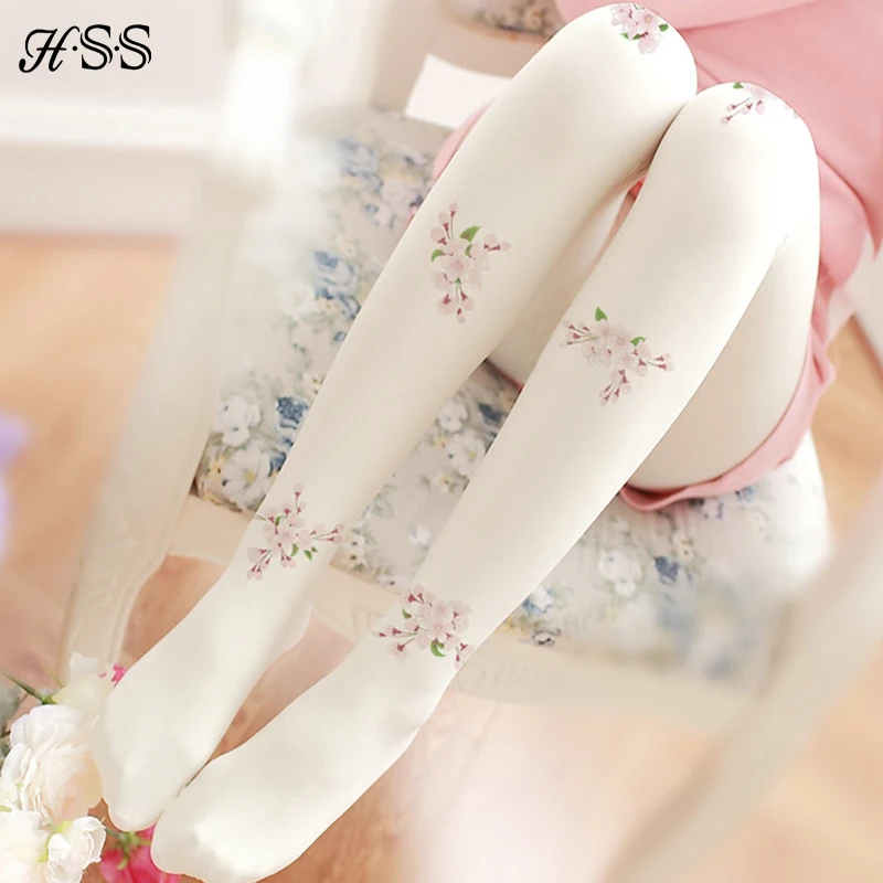 

HSS High quality women Cotton tights Not hook wire pantyhose Literary retro print tights Fashion flower for girl lady
