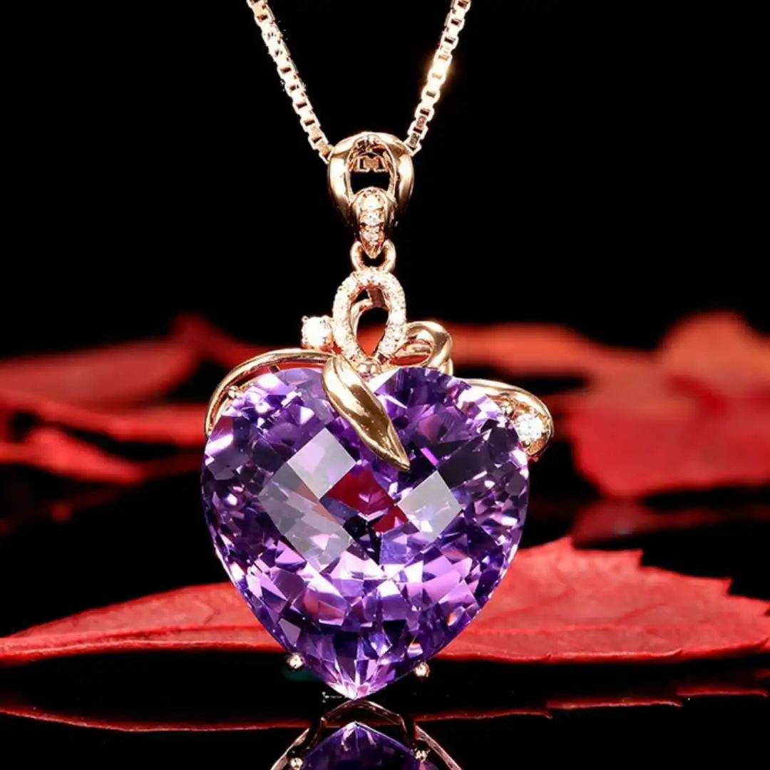 

Gold Chain Charming Water Drop Purple Stone Charm Necklaces For Women Cute Zircon Mermaid Pendants Rose Gold Birthstone Choker